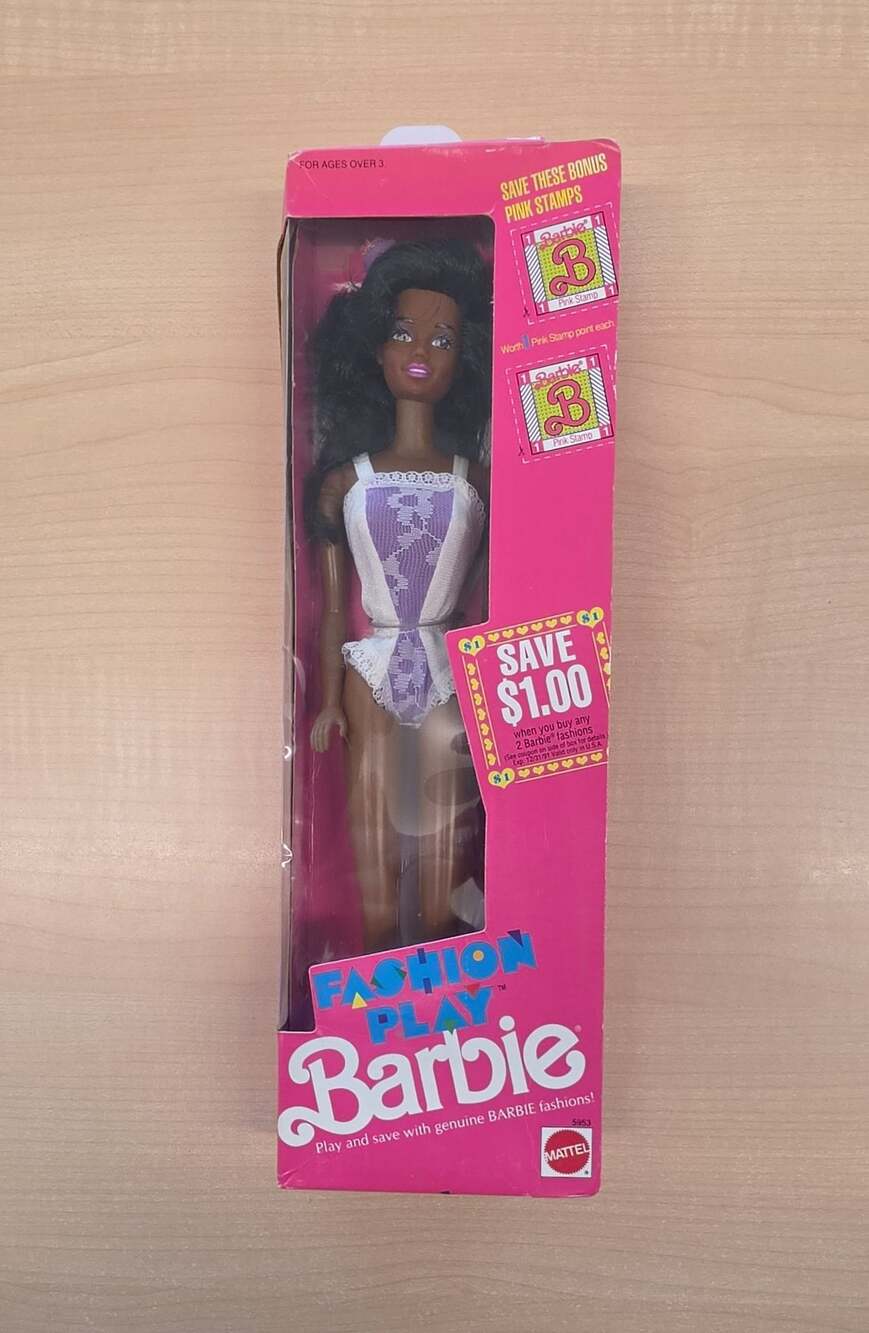 Vintage 1990 Fashion Play Barbie Doll African American Mattel No. 5953 NIB